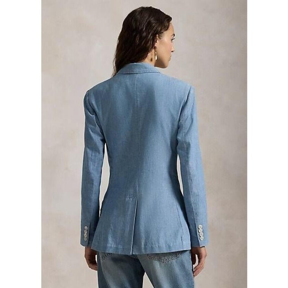 NEW Polo Ralph Lauren Women's 8 Double-Breasted Chambray Blazer NWT $698 - Picture 3 of 6